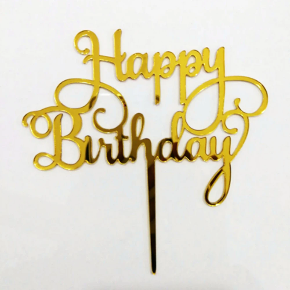 

Happy Birthday Cake Topper, Birthday party Acrylic Silver Mirror Cake Topper, Birthday party decoration Supplies Gifts