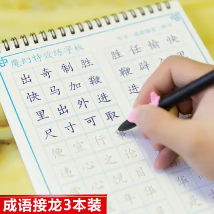 3 шт./набор китайские Idioms персонажи каллиграфии копировальная книга Han Zi Miao Hong 3D многоразовые паз копировальная книга для начинающих