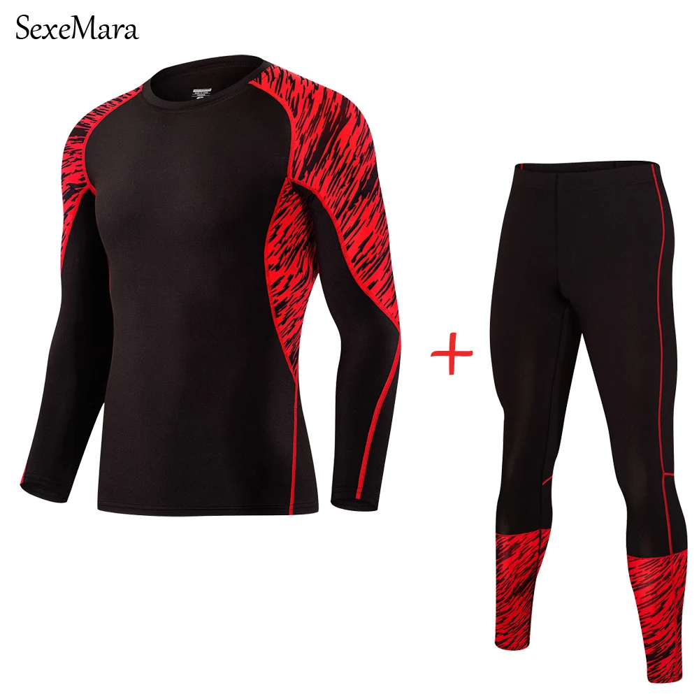 Новинка футболка для фитнеса Мужская компрессионная рубашка комплекты