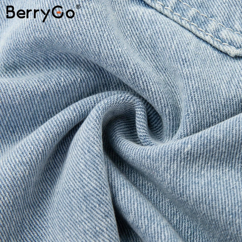 BerryGo Асимметричная джинсовая юбка, женские юбки, летняя уличная короткая мини-юбка, Женская Однотонная юбка на пуговицах с высокой талией, женские юбки