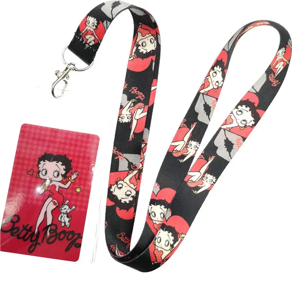 1 шт. сексуальные BETTY BOOP женские ремни на шею, автобус метро Lanyards ID Card, женские брелоки подарки для детей - Цвет: D