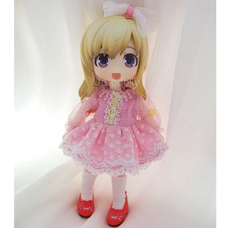 Милое повседневное Розовое Шифоновое Платье для OB11 1/12 BJD Obitsu 11 Одежда куклы