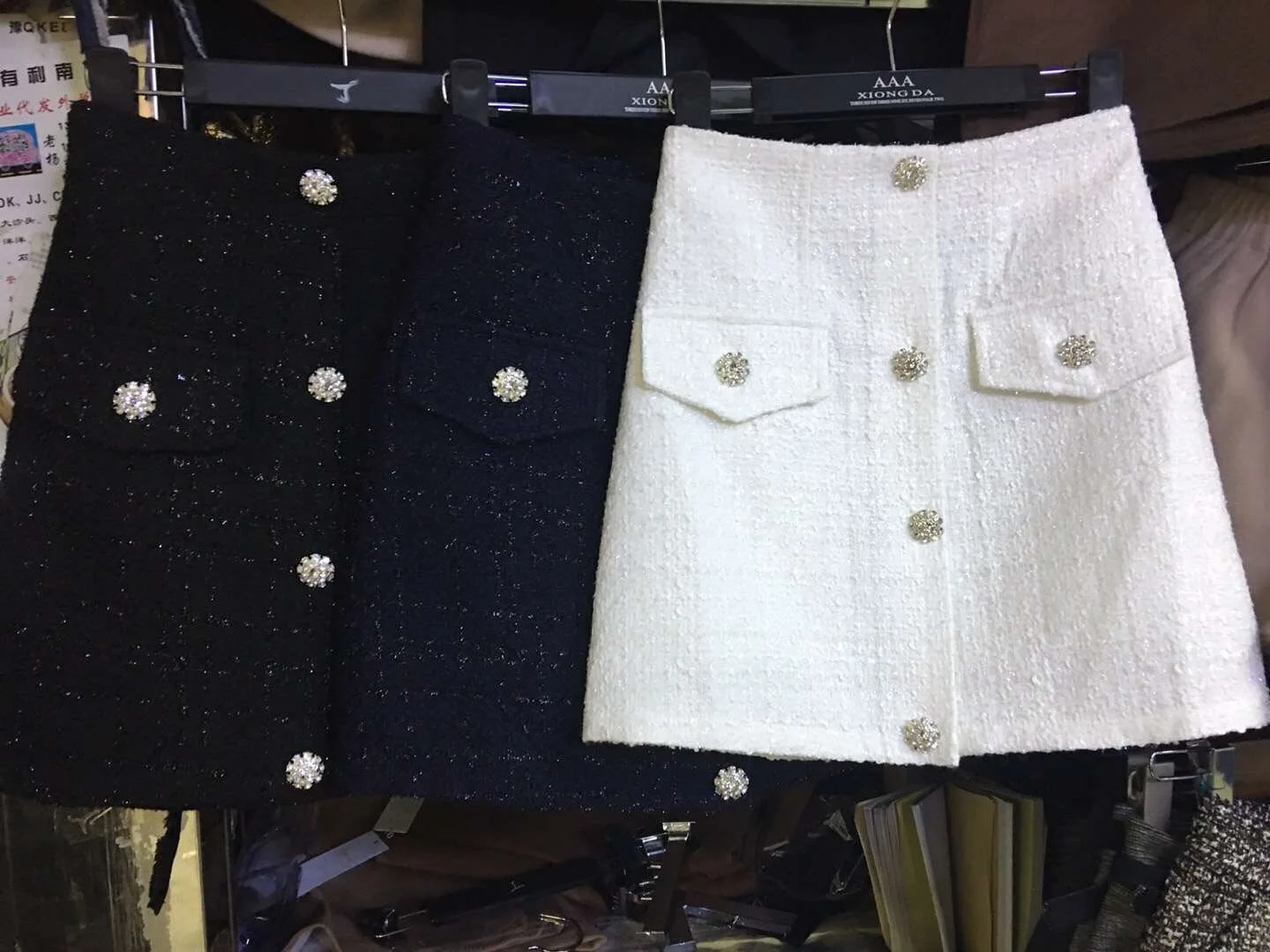 Pantalon пуговица со стразами мини юбка Женская высокая уличная черная талия spodnica