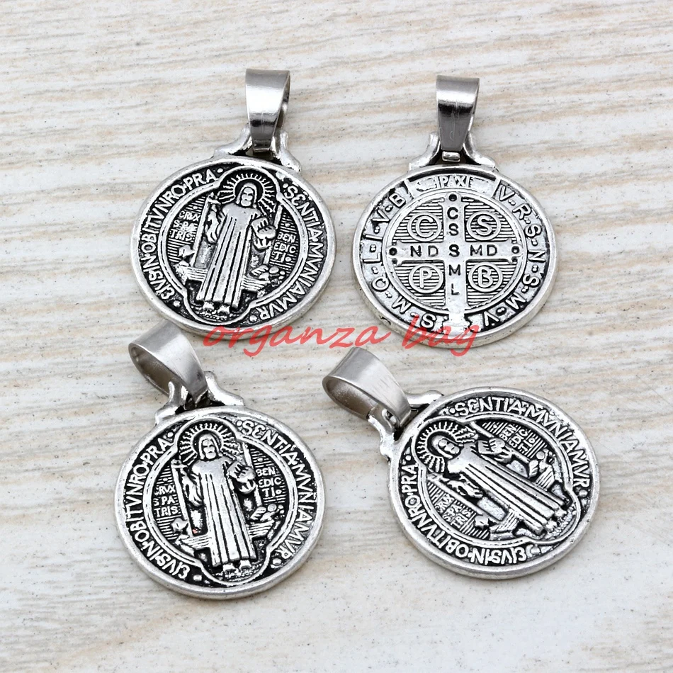 Hot ! 100pcs Saint Benedict Medal Alloy Charms Big Hole Beads Fit European Charm Bracelet Jewelry 18 X27MM | Украшения и