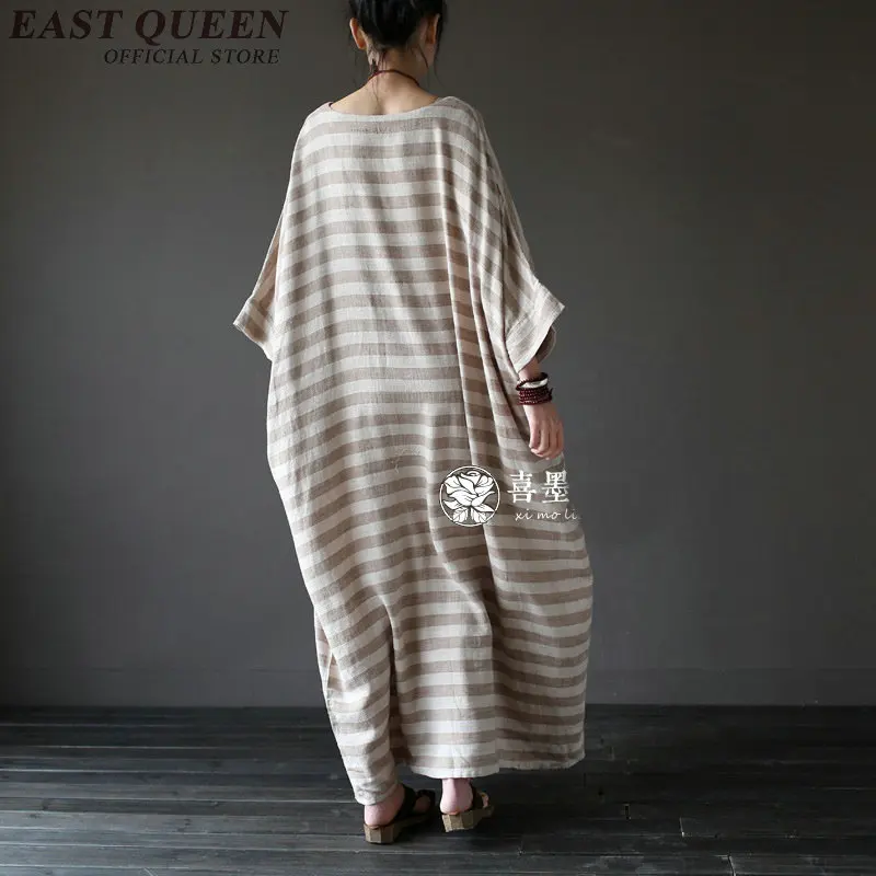 Льняные платья летние в восточном стиле женское летнее длинное платье новинка 2018