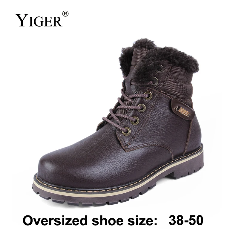 YIGER/Новые мужские ботинки зимние Martin из натуральной кожи большие размеры 38 50