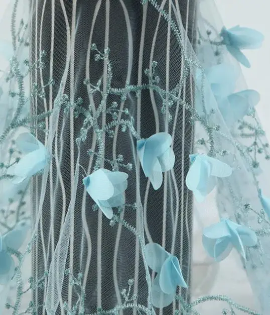 Peorchid приталенный высокий разрез 3D с цветочным рисунком, платье для выпускного вечера фиолетовый пол Длина Длинные Платья с цветочным принтом вечернее платье с рукавами Vestido De Noche Tul - Цвет: Синий