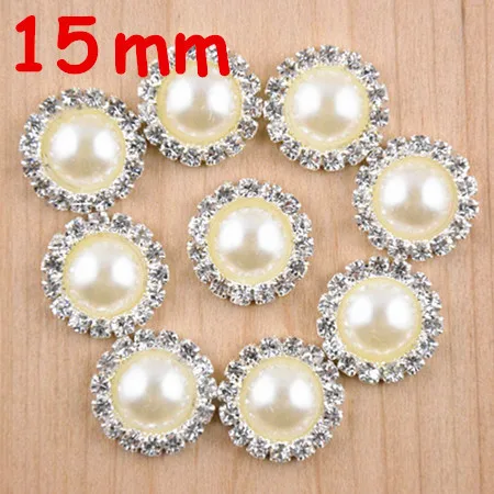 Оптовая продажа 60 шт./лот 15 мм плоская задняя круглая пуговица со стразами для