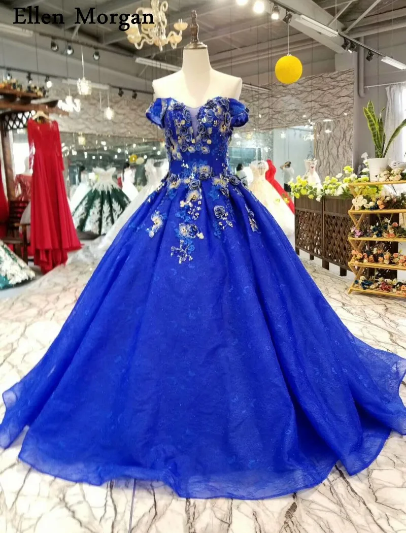 Красочные Синие кружевные вечерние бальные платья 2019 скидка плечевой корсет 3D