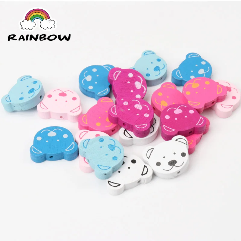 

Mixed Colours Bear Pattern Wooden Material Spacer Beads For Jewelry Making DIY 24x19mm 20pcs
