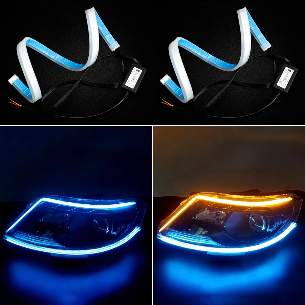 2 шт. ультратонкая водостойкая DRL 60 см дневные ходовые огни Гибкая мягкая трубка