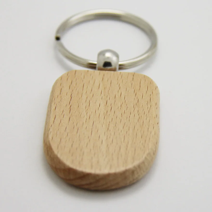 Оптовая продажа 50 шт. пустые круглые продолговатые деревянные Брелоки для ключей