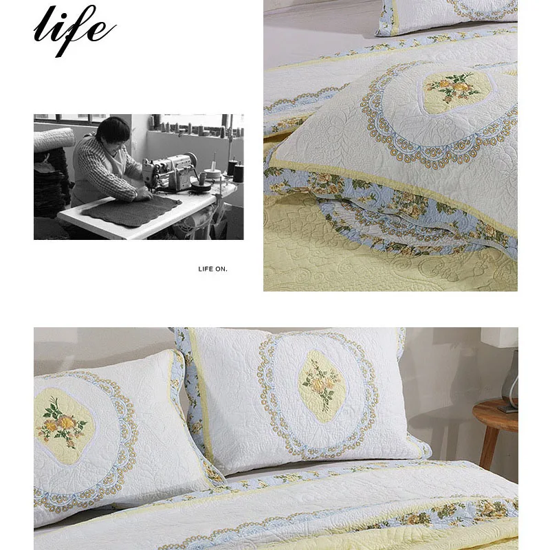 3 шт. хлопковые покрывала для кровати с принтом|cotton quilts set|cotton quilt coverscotton quilted bedspreads