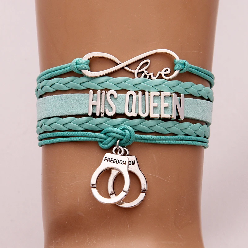 (10 шт./лот) браслет Бесконечность любовь его королева наручники и Браслеты