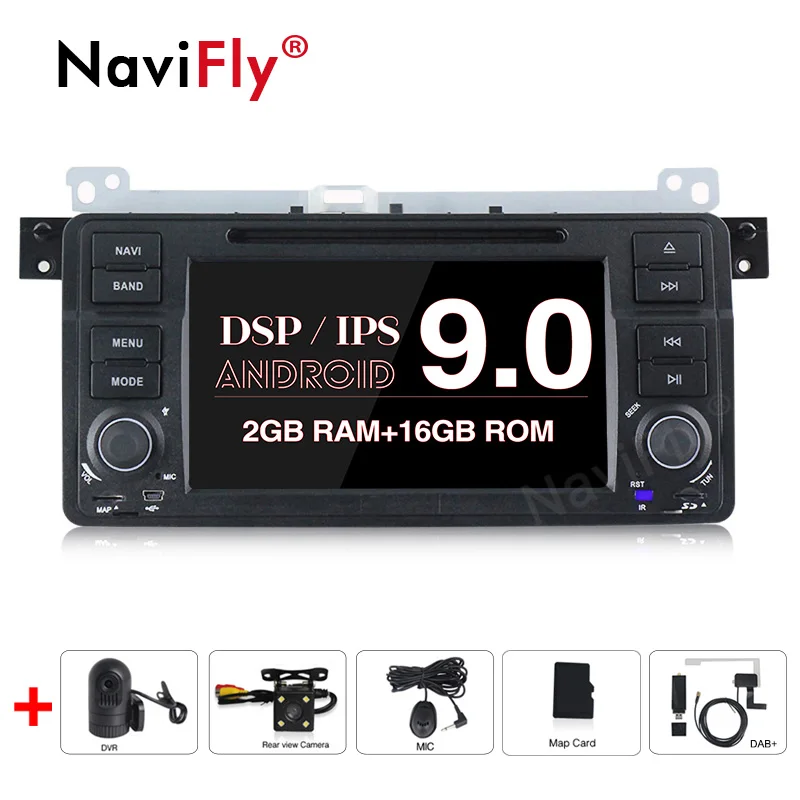 NaviFly 1Din Автомобильный gps магнитола DVD Устройство для BMW E46 3 серии M3 1998 2006 с Android9.0 ips