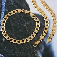 womens mens yellow gold filled necklace bracelet fashion jewelry set cool type
