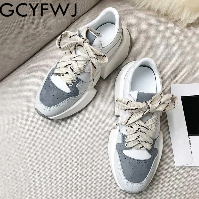 GCYFWJ/Новинка сезон весна-осень кроссовки на платформе кожаная женская обувь
