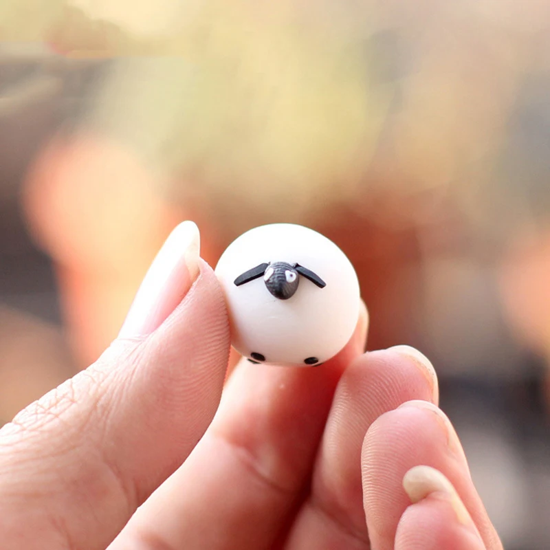 Милая Белая овечья семья мини-животное фотосессия для DIY мини садовый Террариум