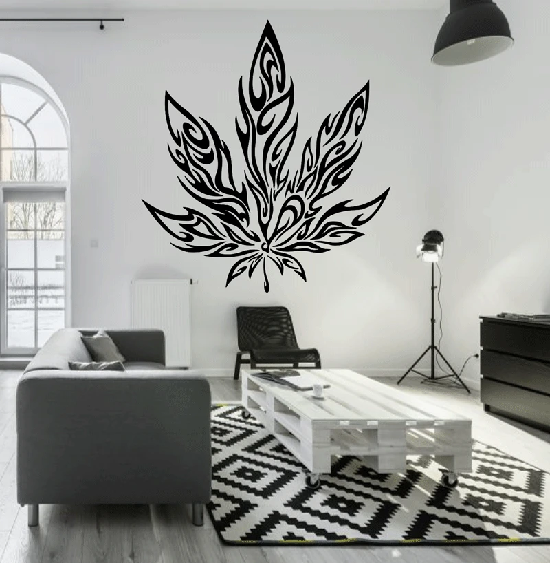 

Vinyl wall stickers maple leaf tribal tattoo wall applique mural art stickers home living room bedroom decoration KT02