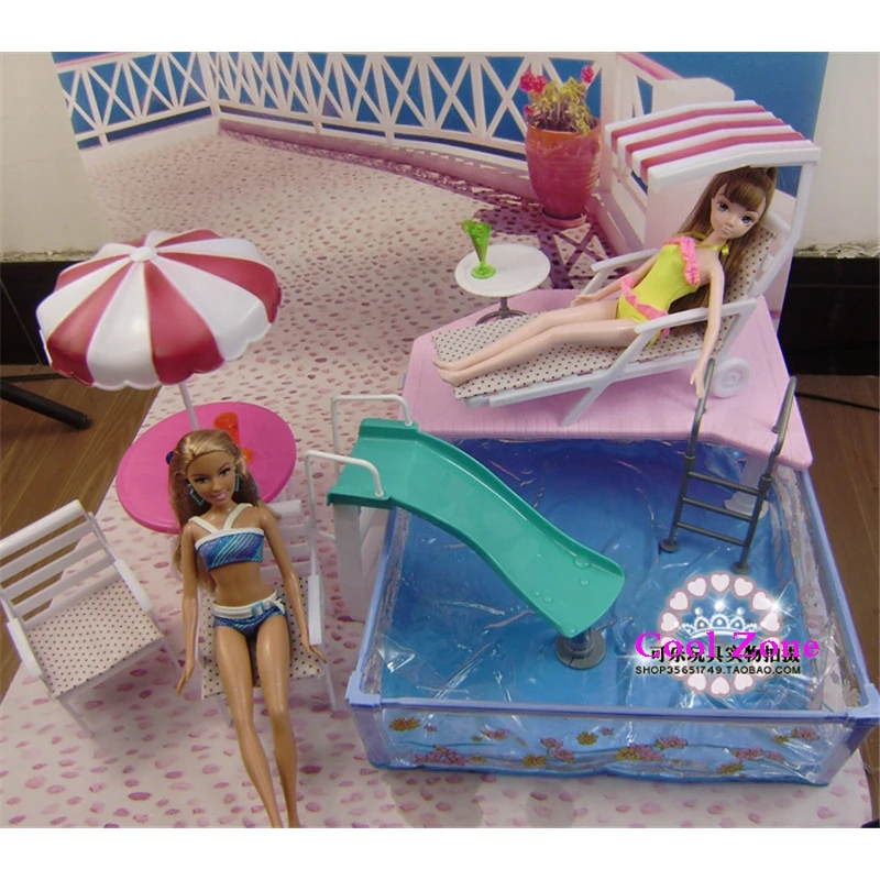 Фото Миниатюрная мебель для кукольного домика Барби Летняя бассейна игрушки девочек