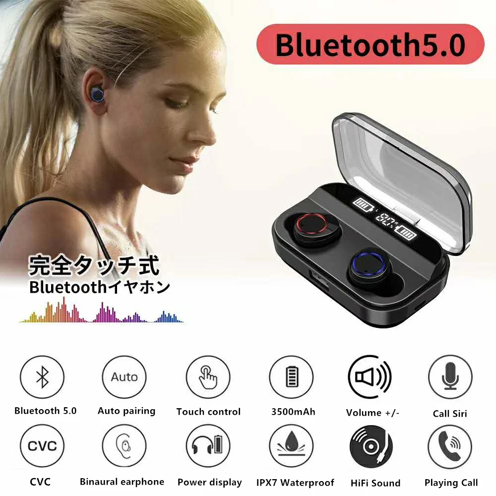 X11 Double Digital Display Wireless Bluetooth Headset IPX7 Waterproof 5.0 with 3500mAh Charging Box Earphone | Электроника