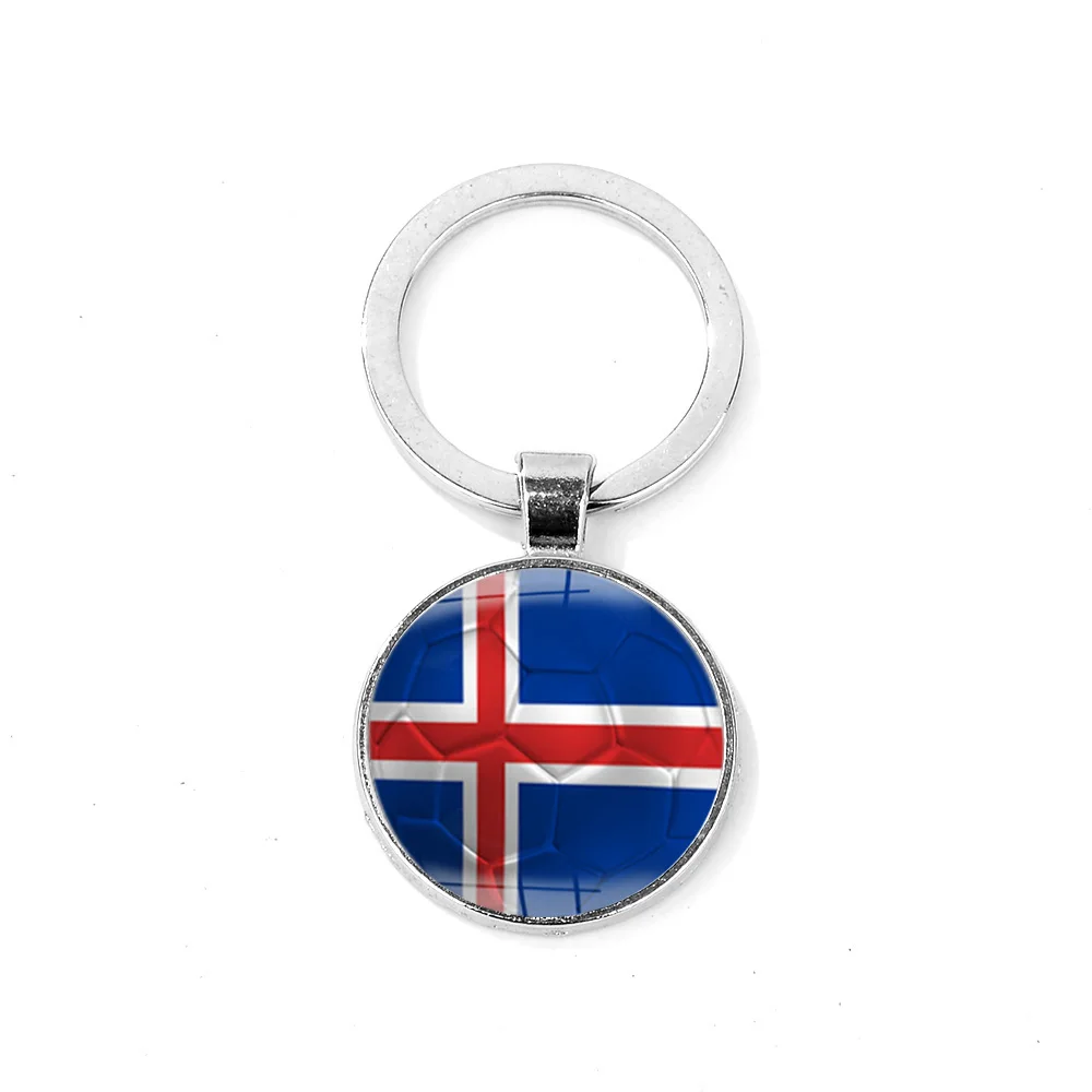 Iceland SIAN мир моды Национальный флаг брелок США, Великобритании, Бразилии России Творческий Футбол печатных брелок страна футбольный клуб любителей подарок - Цвет: Iceland