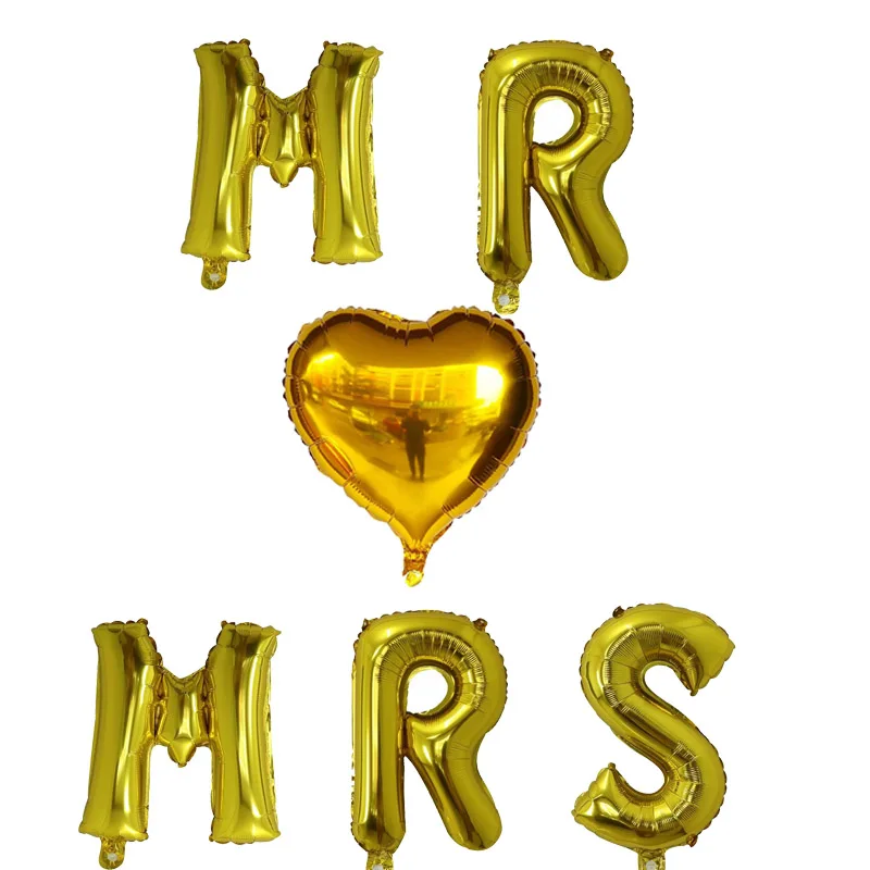 6 шт. 16 дюймов розовые золотые шары с буквами MR MRS сердце фольгированные шары Свадебные юбилей день Святого Валентина вечерние украшения