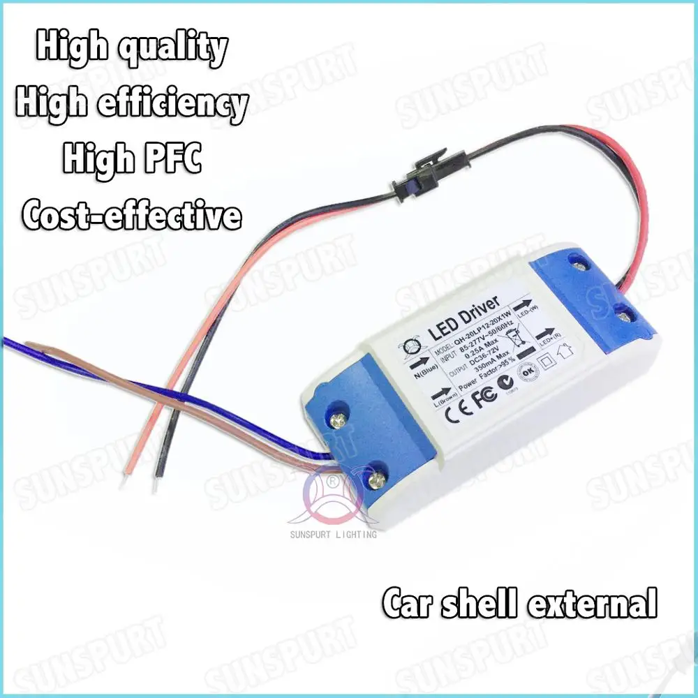 5 20 шт. внешний высокий PF&gt 0 9 Вт AC85 277V светодиодный драйвер 12 20Cx1W 300mA DC35 68V