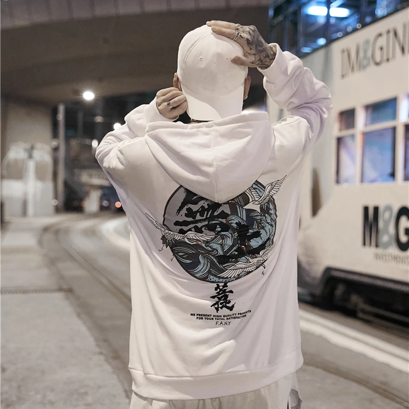 Дропшиппинг кран хип хоп толстовки хлопок кандзи Смешные Толстовки с капюшоном