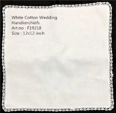 

Set of 12 Fashion Ladies Handkerchiefs White Cotton Lace Wedding Bridal Hankies Hanky Mother of Bride Weddings gifts 12x12"-inch