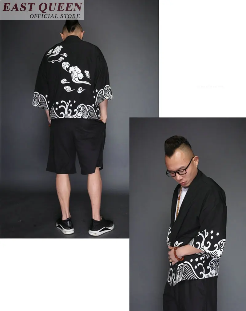 Японское кимоно yukata kimino haori кардиган мужской kimino халат для мужчин черный принт японский Топ Haori Япония Одежда FF376 A