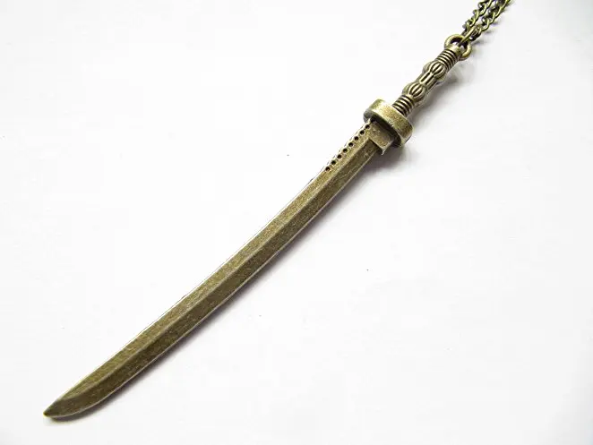 2 шт. оптовая продажа ~ Бронзовый меч Цепочки и ожерелья катана самурая ниндзя