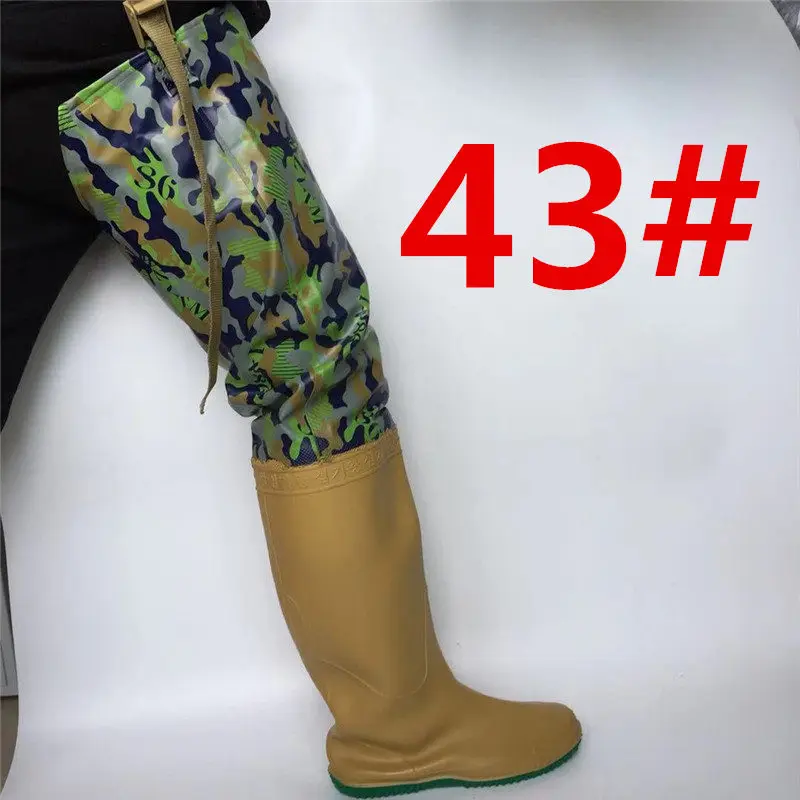 Camo 43 Высокие регулируемые по высоте рыбацкие охотничьи сапоги из водонепроницаемого ПВХ материала, мягкие сапоги, уличные охотничьи рыбацкие сапоги+ сапоги - Цвет: Camo 43