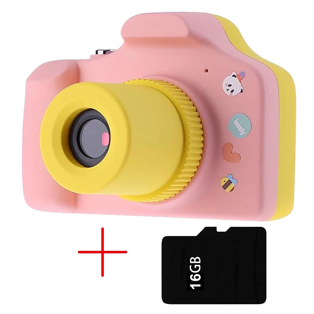 Pink Новое поступление детская SD карта электронная камера игрушка Дети Мини цифровой 16G фиксированный объектив 100 градусов фото камера обучающая игрушка - Цвет: Pink