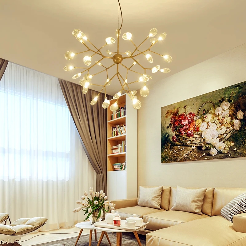 

Gold/Black colour LED twig ceiling light living room illumination Glass bedroom fixtures Iron art Energy saving lamps