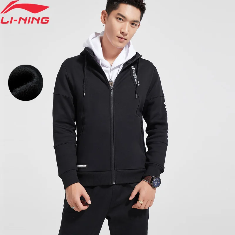 Li-Ning Мужская баскетбольная Толстовка BAD FIVE, теплая флисовая толстовка, 66% хлопок, 34% полиэстер, обычная посадка, спортивный свитер AWDN849 MWW1493