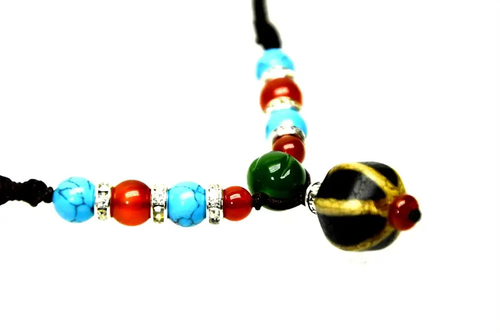 

Six-angle 16mm melon-shaped agate beads pendant necklace ladies jewelry woven necklace adjustable short necklace Free Shipping