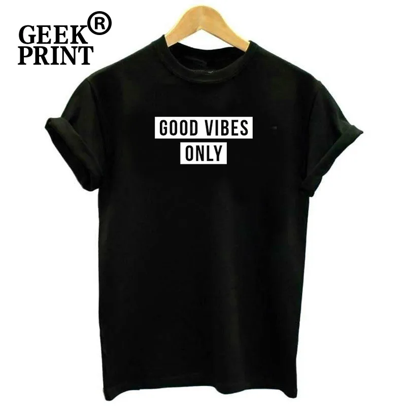 Женские топы с надписью GOOD VIBES ONLY Забавные футболки принтом подарок позитивная