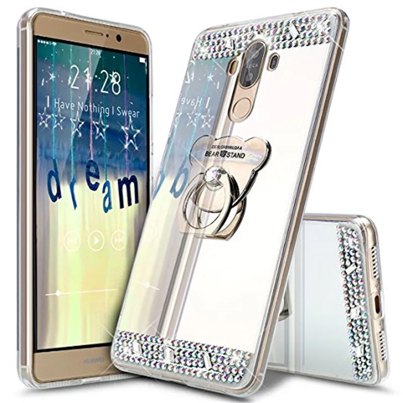Зеркальный чехол Bling Cover &amp Ring holder Для Huawei P20 Pro P8 P9 P10 Lite PLUS Honor 10 8A V20 7c 7a 6X 8 20 5X 6A 7X Y6 2019