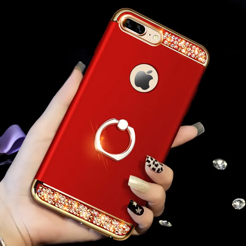 Блестящий чехол для мобильного телефона iphone 11 pro max XR XS 5 se с кольцом-подставкой