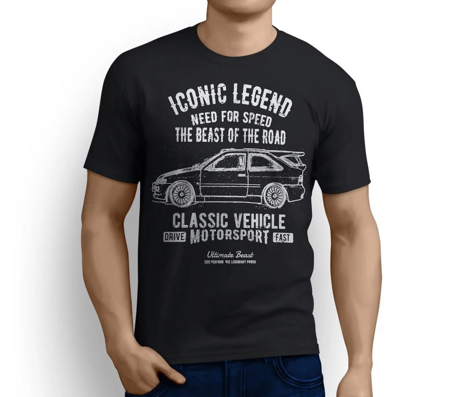 

Summer New Men Cotton T-Shirt Legend AMERICAN CAR Escort Cosworth inspired Motorsports Car Art Unisex O-Neck Hipster Tshirts