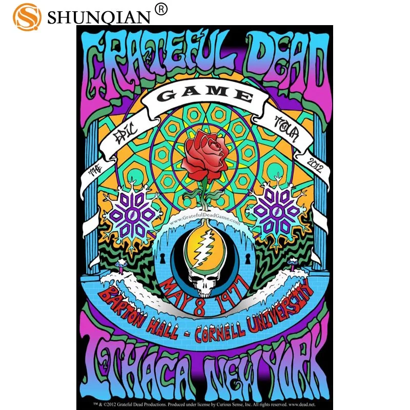 Тканевый постер на заказ художественный декоративный с надписью Grateful Dead