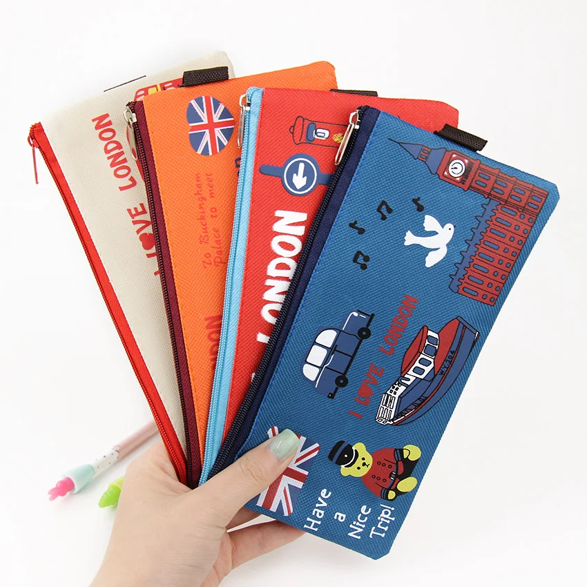 

Kawaii I Love London Pencil Case Soldier Oxford Pencil Bag File Case Holder Storage Stationery School Supplie Student Gift