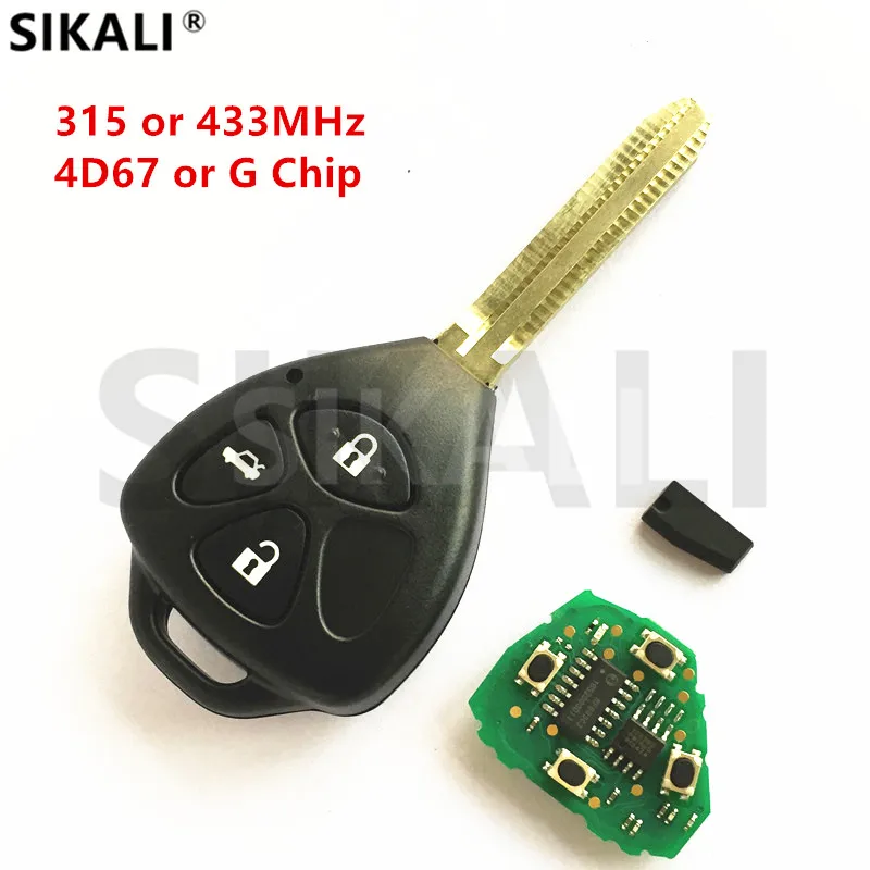 SIKALI Автомобильный Дистанционный ключ для Toyota Camry Corolla Prado RAV4 Vios Hilux, Yaris 3 кнопки управления блокировкой автомобиля с лезвием TOY43