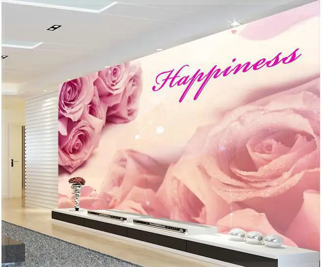 New large wallpaper Custom Pink roses stereo mural wall paper papel de parede stickers 8511 3d board | Обустройство дома