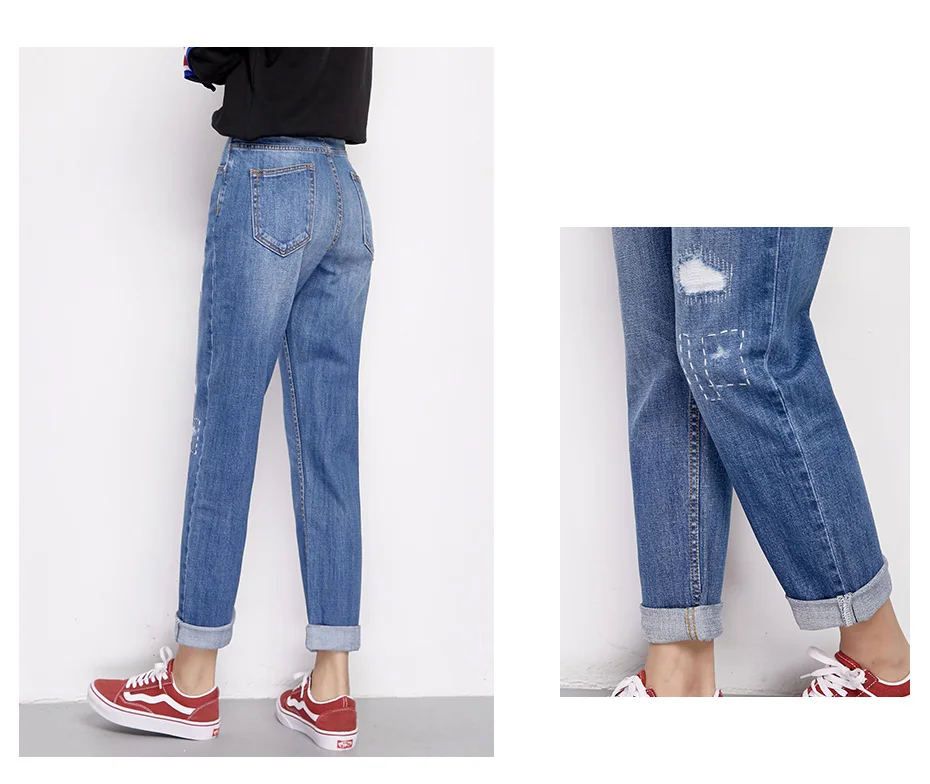 LEIJIJEANS, Новое поступление, весна размера плюс, рваные, со вставками, отбеливатель, средняя талия, полная длина, обычные женские Джинсы бойфренда