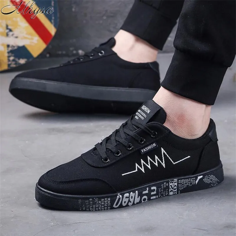 Mhysa 2019 New Spring Autumn Canvas Shoes Men Fashion Low top Black Comfort Light Lace up Sneakers Casual L016 | Обувь