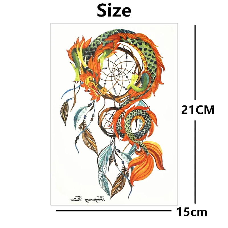 SHNAPIGN серия Ловец снов китайского дракона временное искусство тела наклейки для