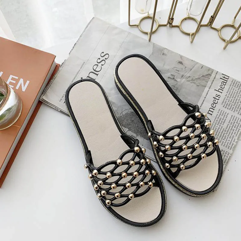 SAILING LU Slides Summer Slippers Fashion Solid Outdoor Ladies Shoes Casual Soft Comfort With String Bead Woman XWT1631 | Обувь