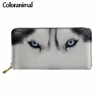 Coloranimal Crazy Horse кожа женские и мужские сумки из натуральной кожи кошелек 4 отделения для карт, женская обувь кожаный кошелек 3D Хаски печати сумка Bolsa Feminina Mujer